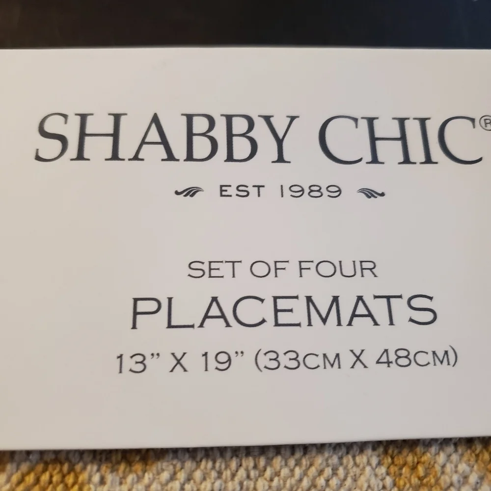 NWT Shabby Chic Set of 4 Placemats Natural Cotton Stamped Easter‎ Eggs Raw Edges